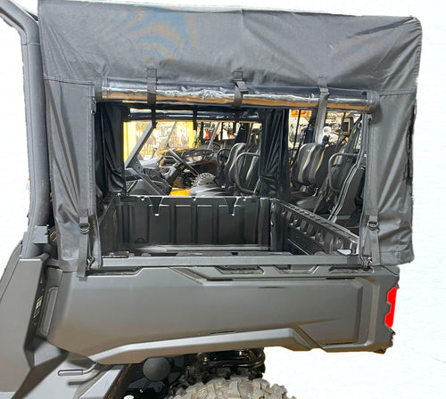 Polaris Ranger 1000 Cargo Bed Cover, Black, with roll up panels at rear and both sides